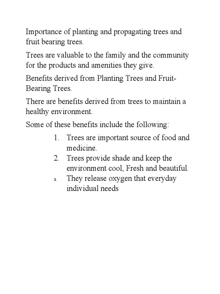 Importance of Planting and Propagating Trees and Fruit Bearing Trees PDF