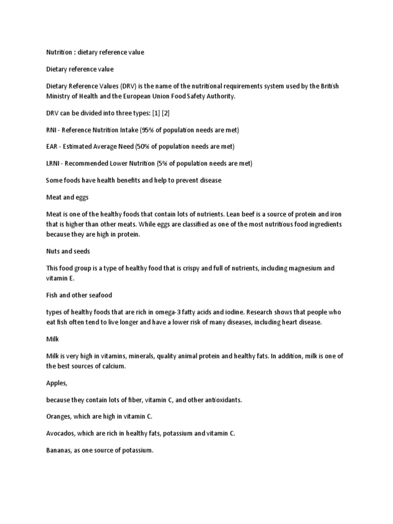 Dietary Reference Values for Protein | PDF | Human Nutrition | Obesity