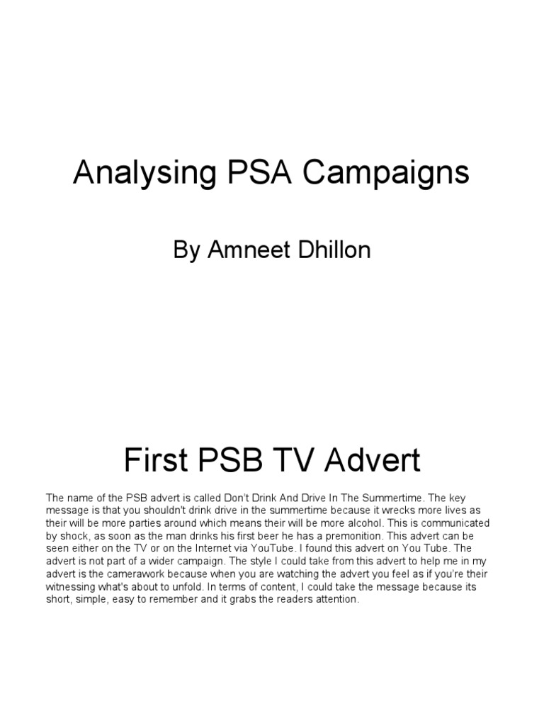Analysing PSA Campaigns | PDF | Business | Social Science