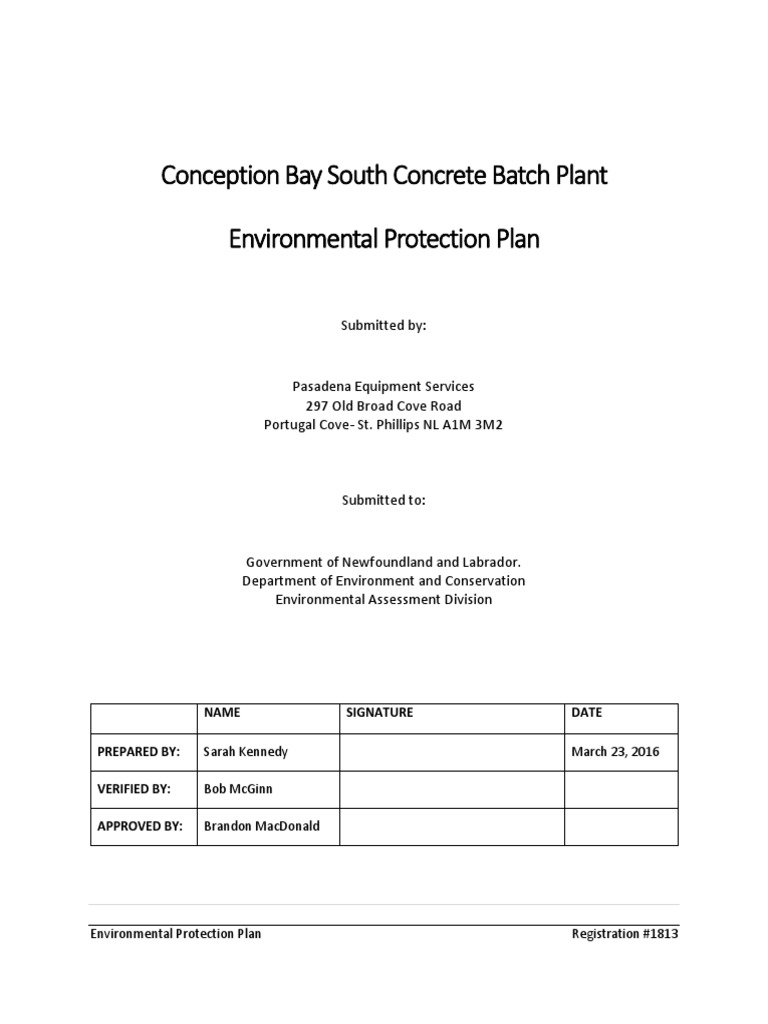 Env Prot Plan | PDF | Dangerous Goods | Waste Management