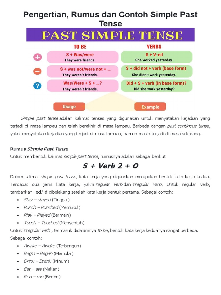 Pengertian Rumus Contoh Simple Past | PDF