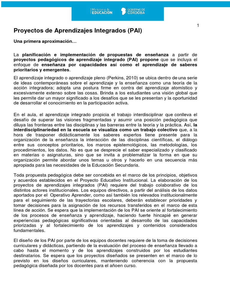 Proyectos de Aprendizaje Integrado en Educación | PDF | Evaluación ...