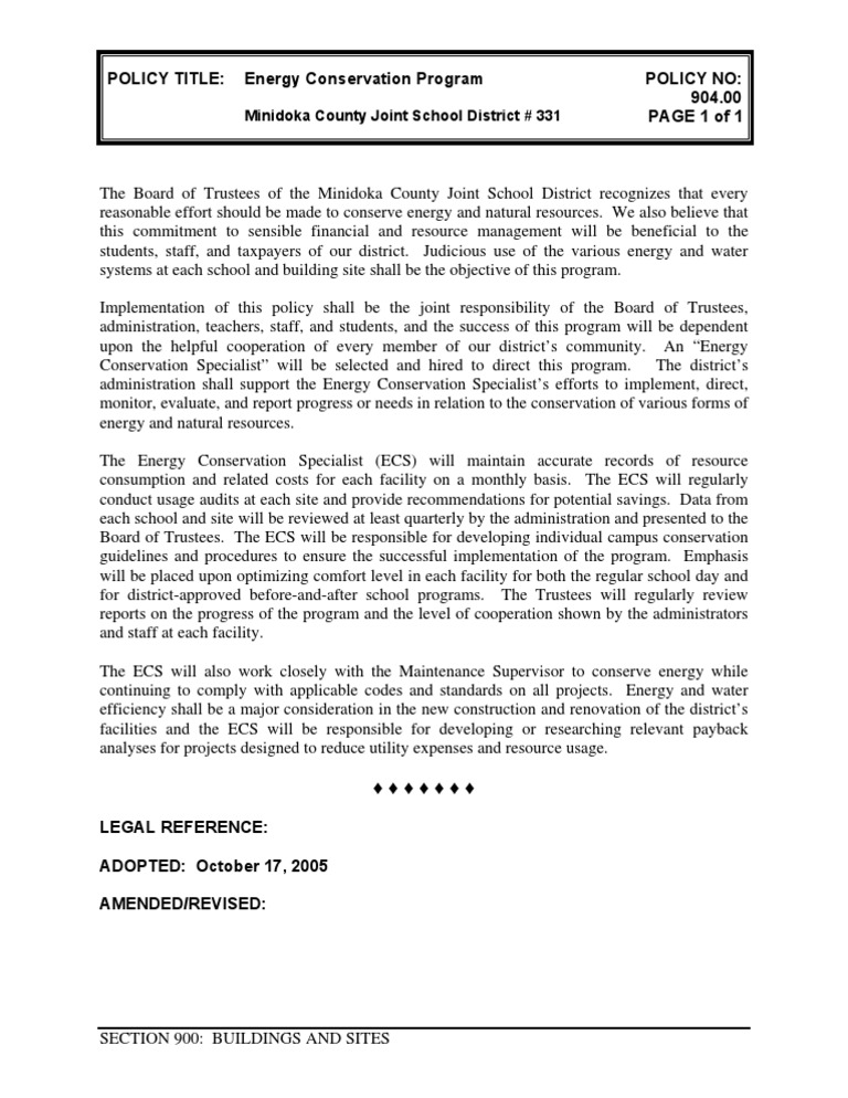 904.00 Energy Conservation Program | PDF | Energy Conservation | Government