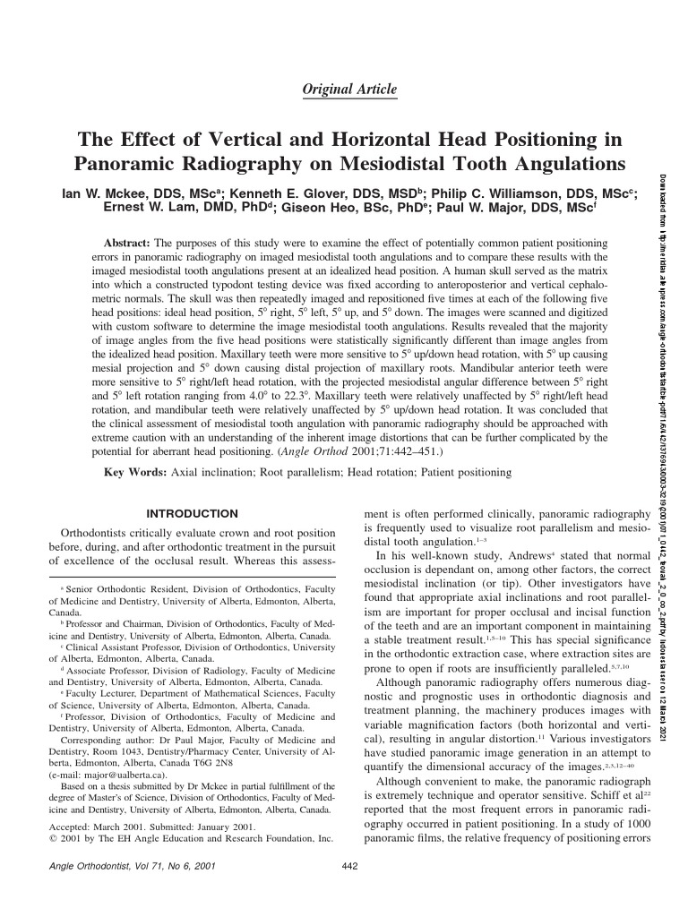 The Effect of Vertical and Horizontal Head Positioning in Panoramic