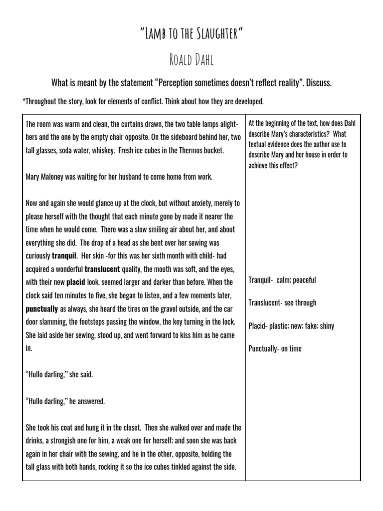 Lamb To The Slaughter Text | PDF