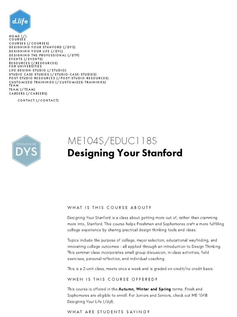 Designing Your Stanford Stanford Life Design Lab PDF Design
