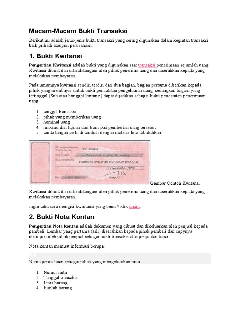 Bukti Transaksi | PDF | Bisnis | Pengelolaan Keuangan & Uang