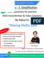 Chapter - 3 Simplification: 130+ Questions For Practice With Hand Written & Video Solutions