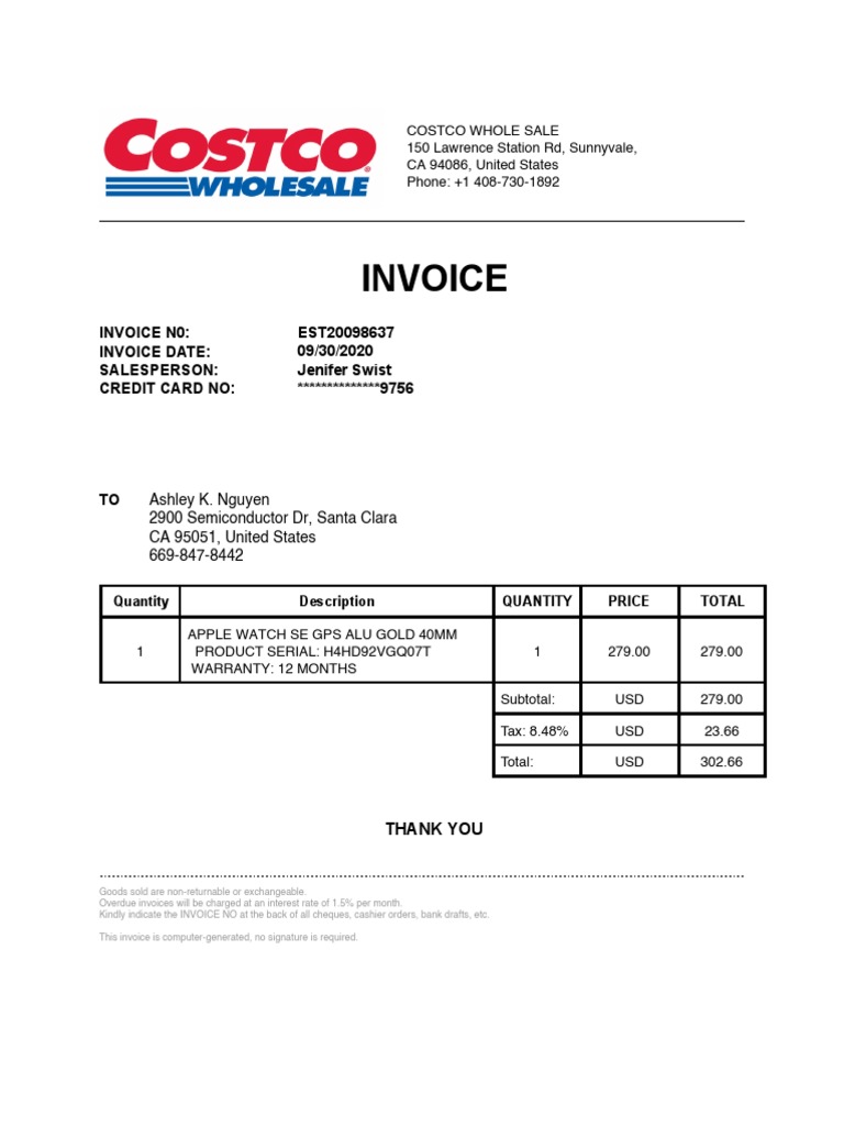 Invoice: EST20098637 09/30/2020 Jenifer Swist 9756 Invoice N0: Invoice ...