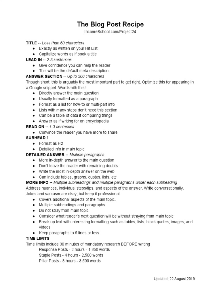 The Blog Post Recipe: Title | PDF