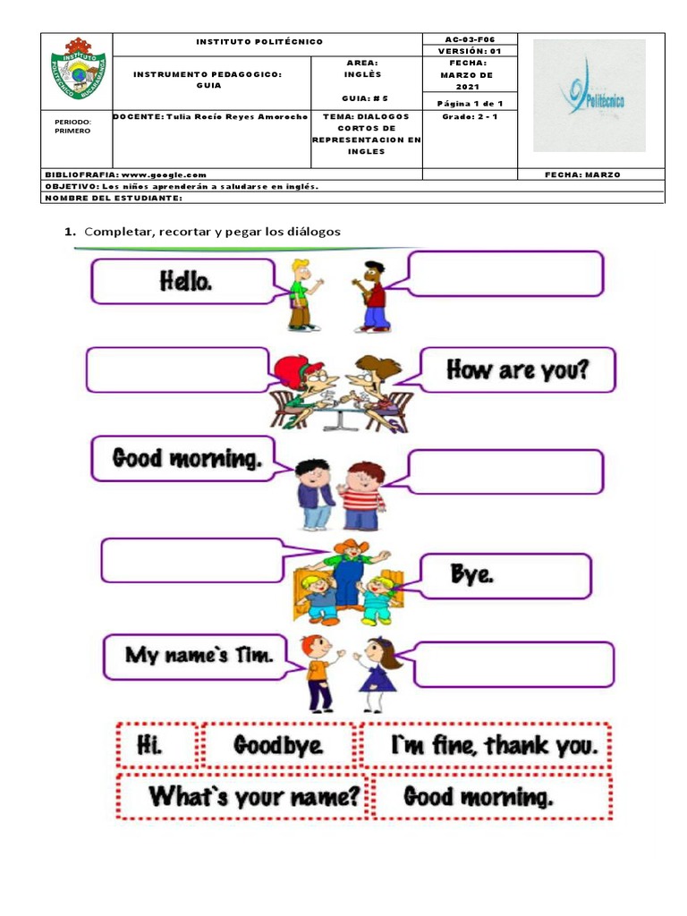 Guia # 5 de Ingles | PDF