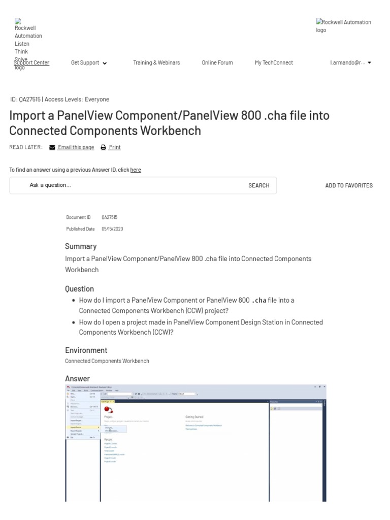 Import A PanelView Component - PanelView 800 .Cha File Into Connected ...