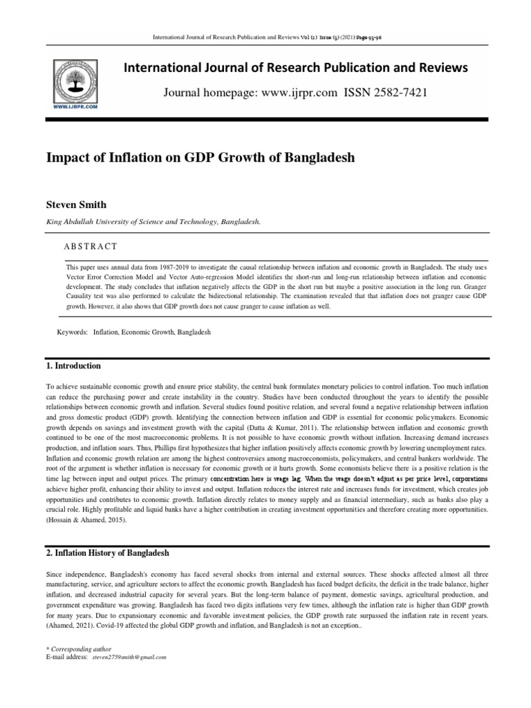 Inflation's Impact on Bangladesh GDP | PDF | Economic Growth | Inflation
