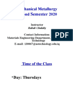 Mechanical Metallurgy Second 2020: Semester