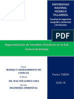 Informe de Regionalizacion de Variables Climaticas de La Subcuenca Aramango