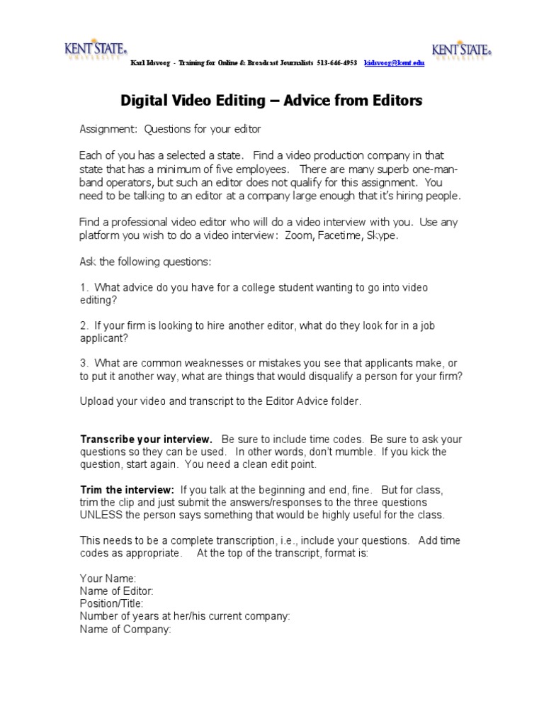 Digital Video Editing - Advice From Editors | PDF
