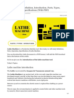 Lathe Machine: Definition, Introduction, Parts, Types, Operations, and Specifications (With PDF