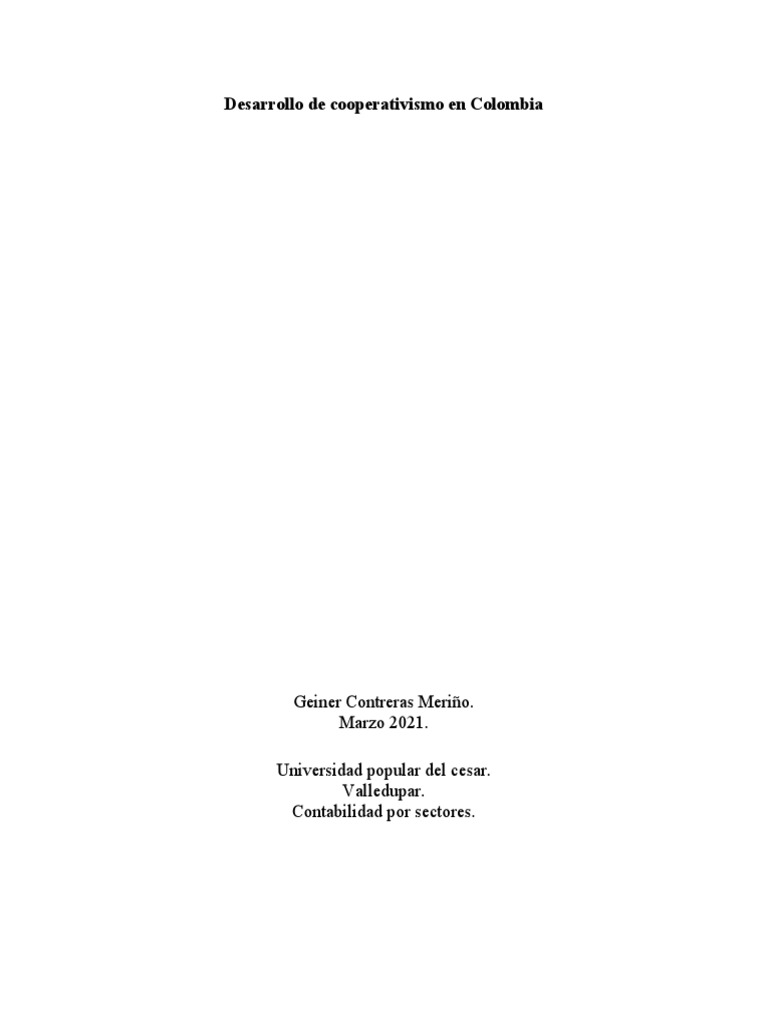 Evolución del Cooperativismo en Colombia | PDF | Economía social ...