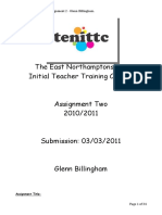 The East Northamptonshire Initial Teacher Training College: TENITTC, 2010/2011 - Assignment 2 - Glenn Billingham