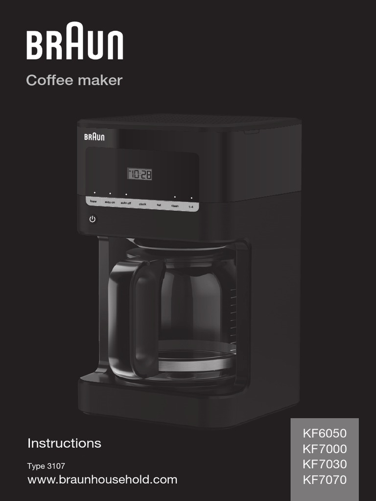 Braun BrewSense Coffee Maker KF6050 Manual PDF Ac Power Plugs And