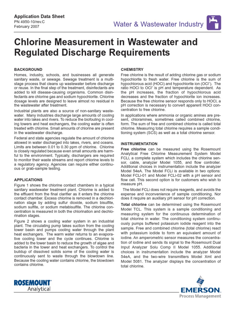 CL Chlorine Measurement in Wastewater and Regulated Discharge