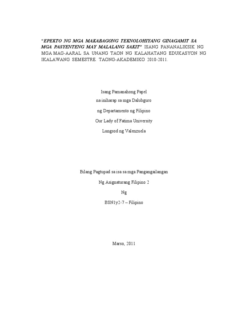 Thesis in Filipino II  PDF
