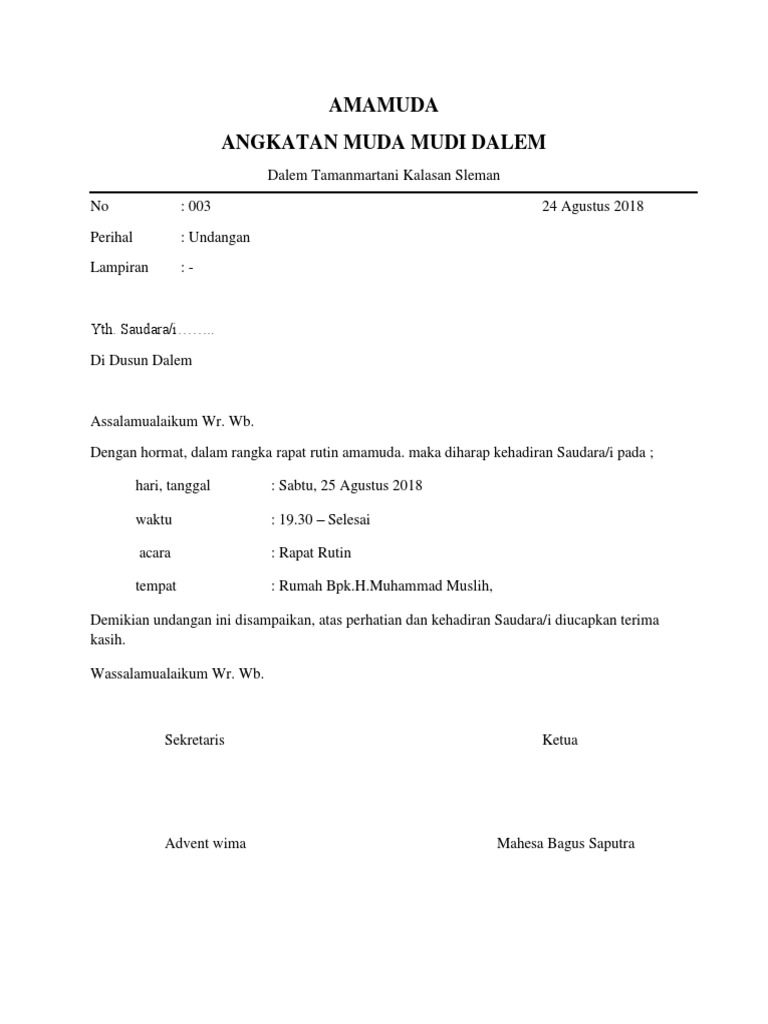 Undangan Rapat Rutin | PDF