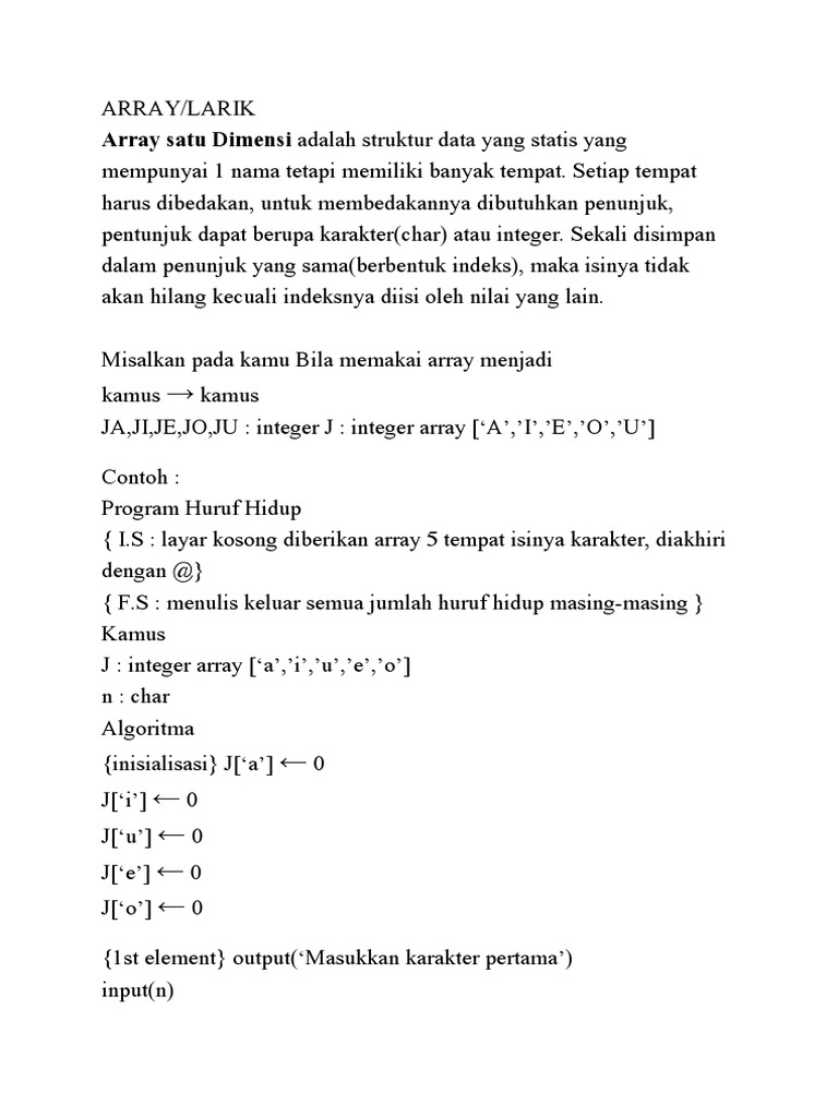 ARRAY Satu Dimensi | PDF