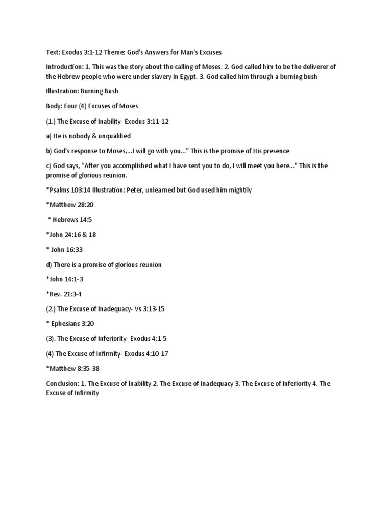 God s Answers For Man s Excuses PDF