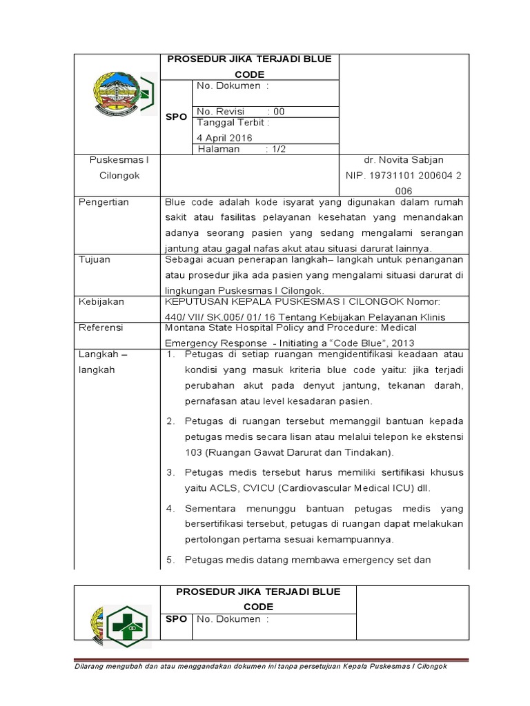 UGD. 23 Spo Jika Terjadi Code Blue | PDF