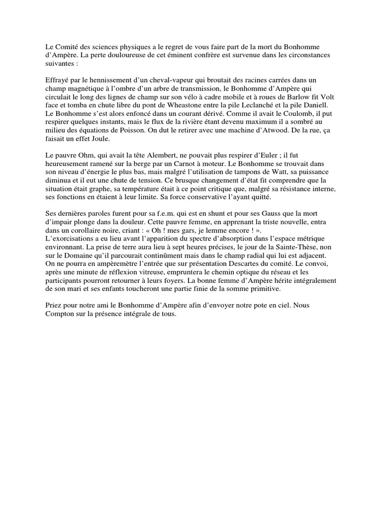 Hommage au Bonhomme d'Ampère PDF — free download