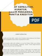 Akibat Hukum Kepailitan, Kurator, Hakim Pengawas Dan Pegurus