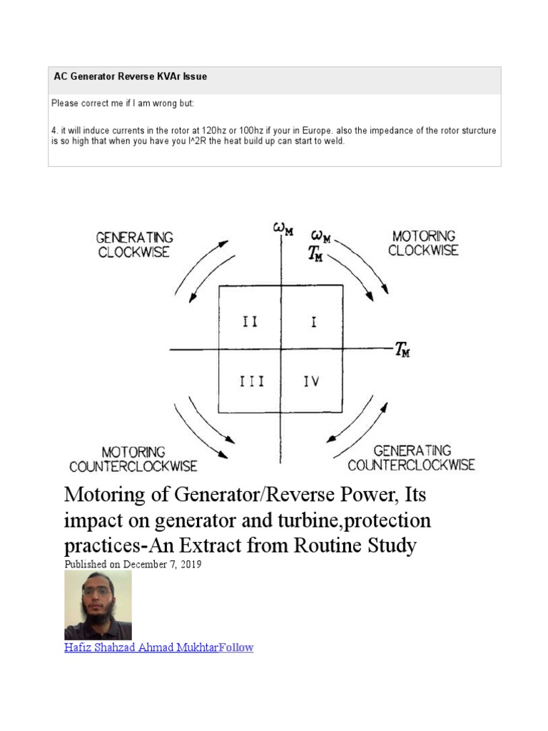 AC Generator Reverse KVAr Issue PDF