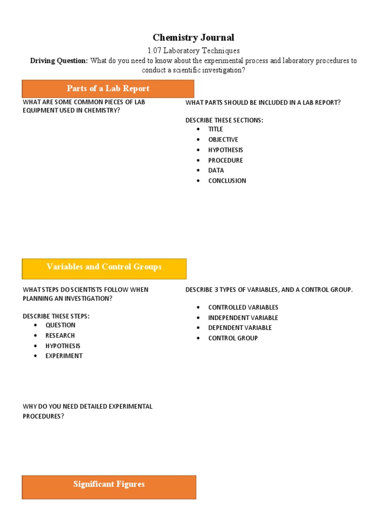 Chemistry Journal: Lab Equipment Parts of A Lab Report | Download Free ...