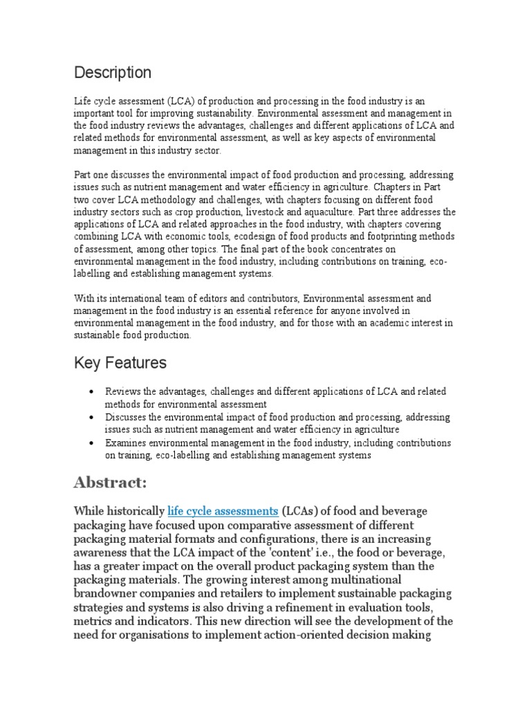 LCA in Food Processing | PDF | Life Cycle Assessment | Biorefinery