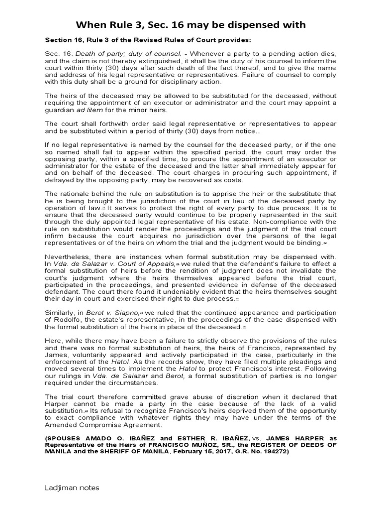 When Rule 3, Sec. 16 May Be Dispensed With Download Free PDF