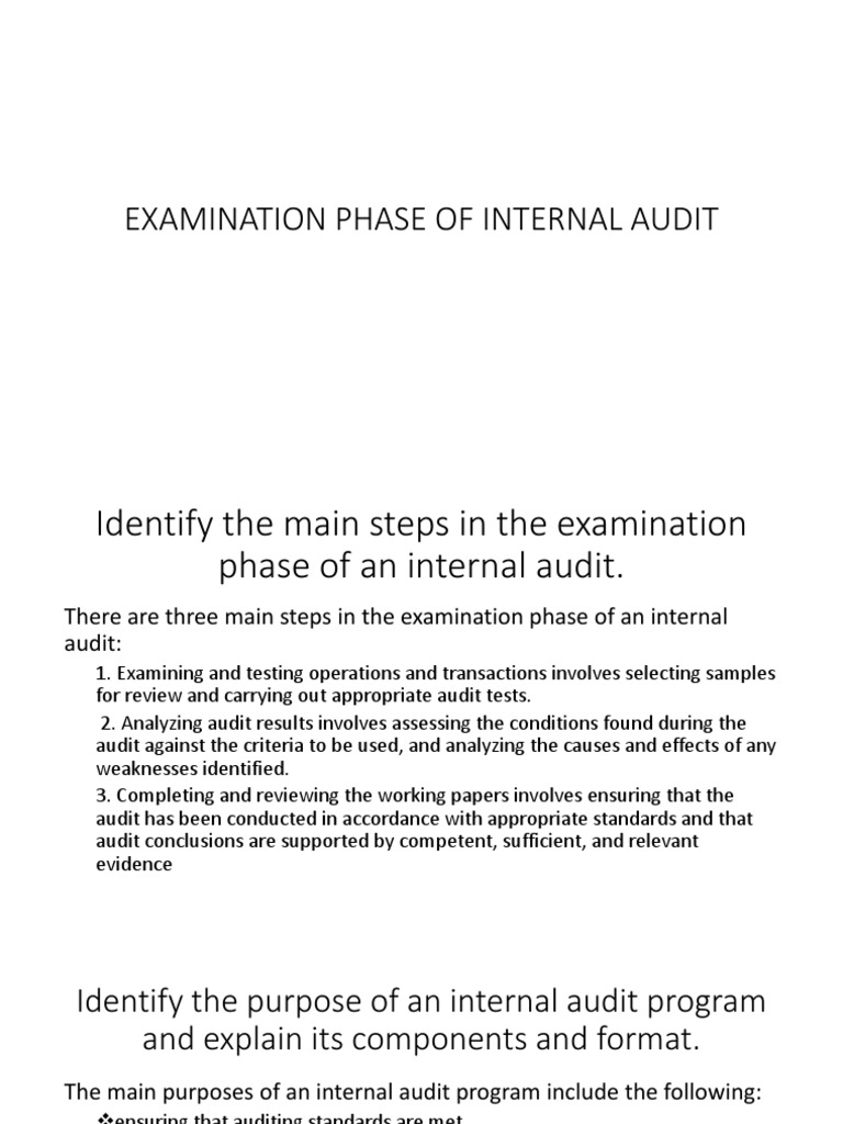 Examination Phase in Internal Audit | PDF | Audit | Internal Audit