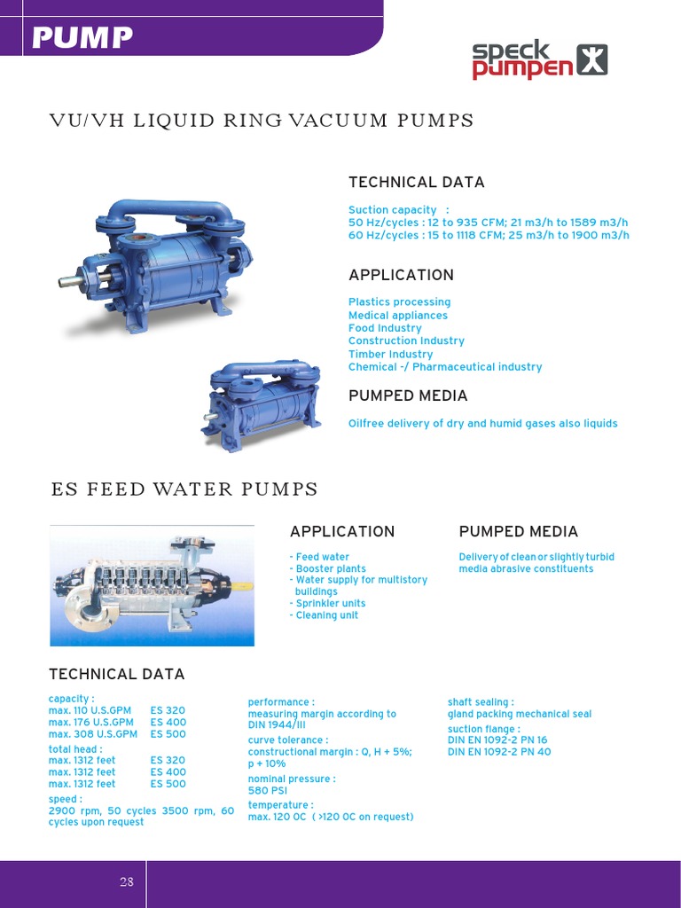 Industrial Vacuum and Water Pumps Guide | PDF | Pump | Chemical Engineering