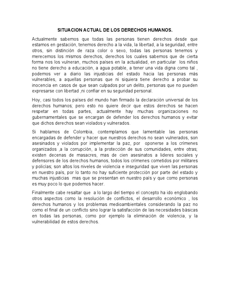 Situacion Actual de Los Derechos Humanos | PDF | Ciencias sociales