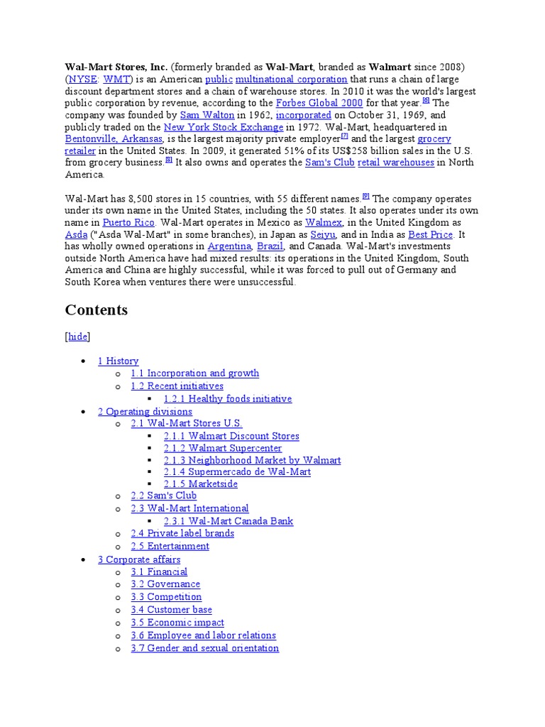 Walmart's Global Expansion Journey | PDF | Walmart | Retail