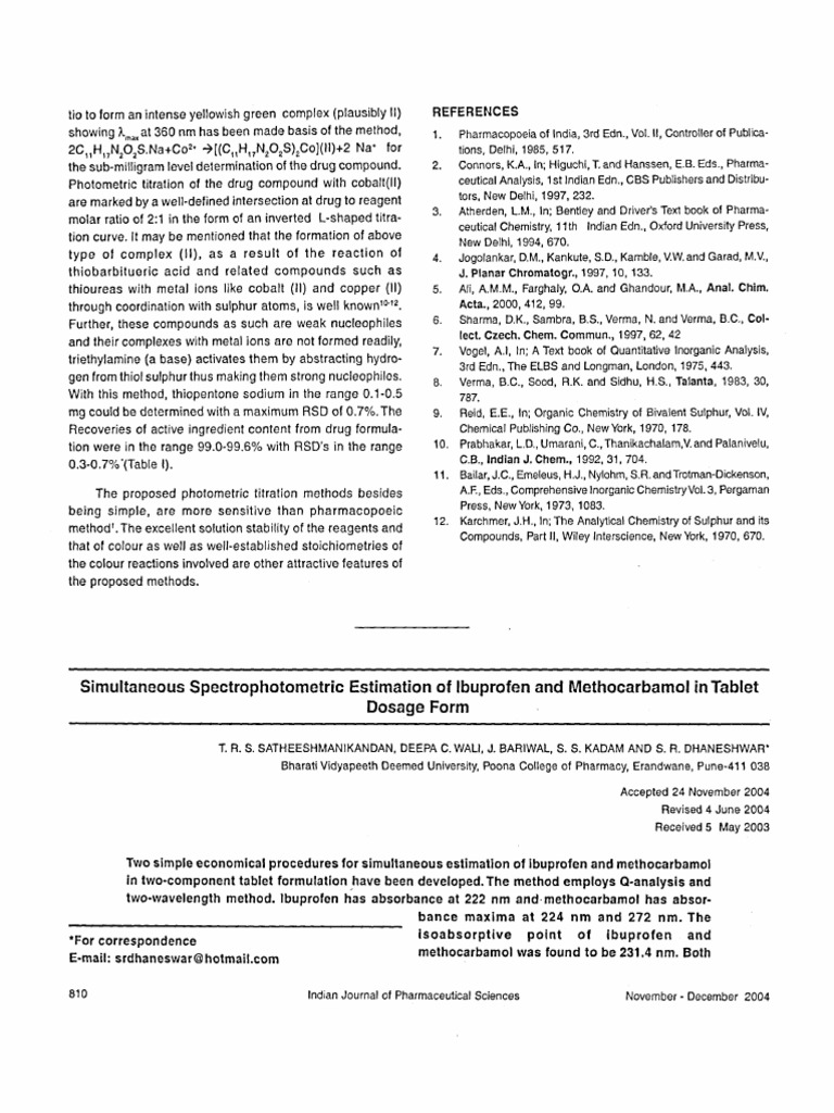 Simultaneous Spectrophotometric Estimation of Ibuprofen and