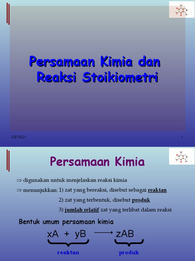 Persamaan Reaksi dan Stoikiometri Kimia | PDF | Metode & Bahan Ajar ...