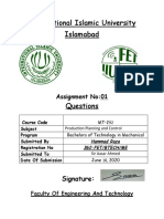 International Islamic University Islamabad: Assignment No:01