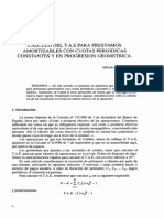 Calculo Del T.A.E para Prestamos Amortizables Con Cuotas Periodicas Constantes Y en Progresion Geometrica