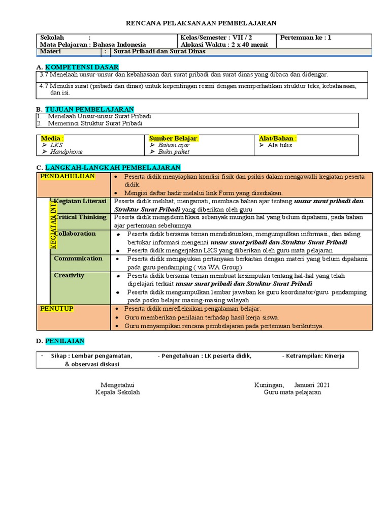 RPP Surat Dinas | PDF