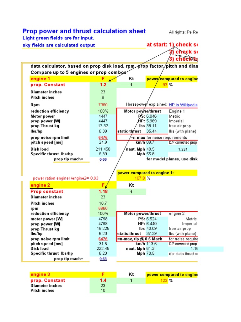 Propeller Power and Thrust Calculator | PDF | Horsepower | Airfoil