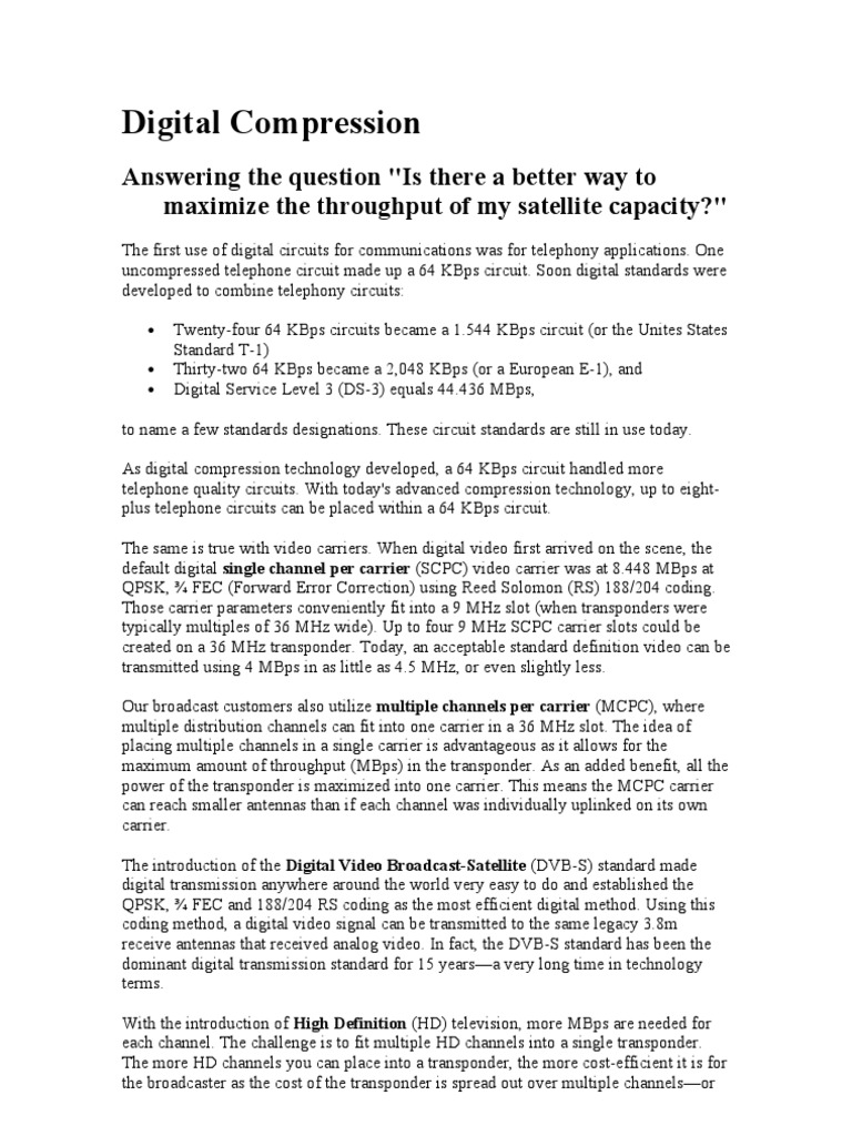 Digital Compression PDF High Definition Television Digital Television