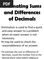 Estimating Sums and Differences of Decimals