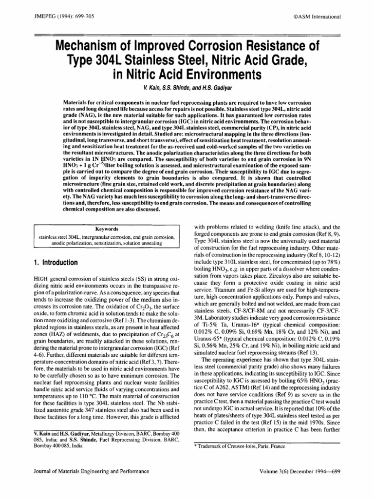 Mechanism of Improved Corrosion Resistance of Type 304L Stainless Steel