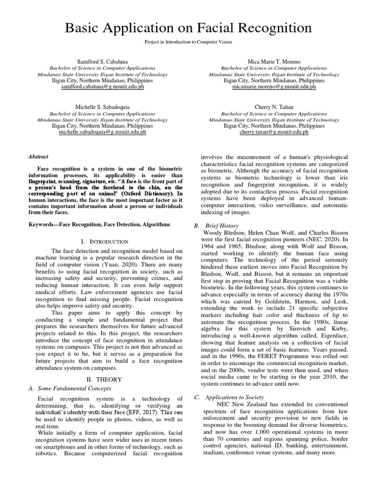 Facial Recognition Basics Project | PDF | Principal Component Analysis ...